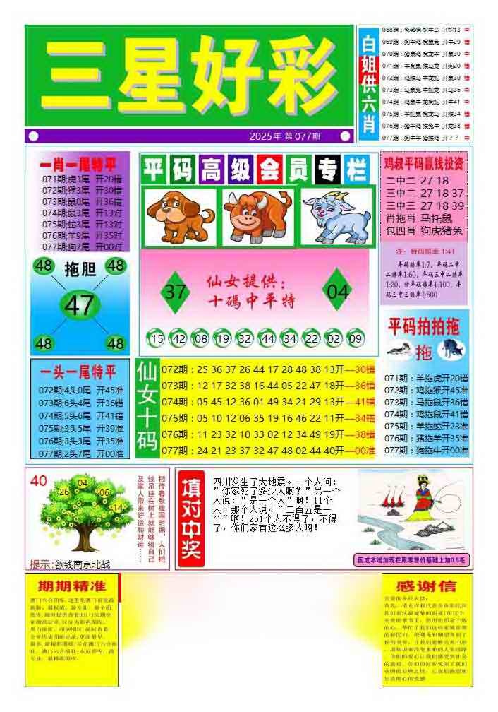 六合彩077期三星好彩4