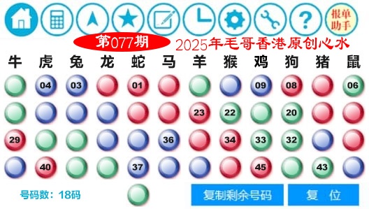 六合彩077期毛哥心水