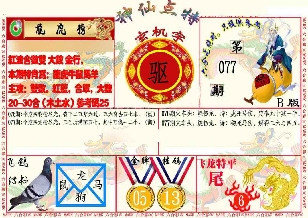 六合彩077期神仙点特B