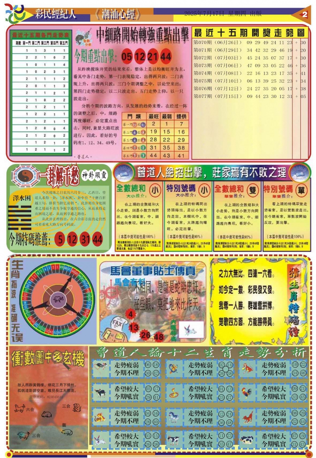六合彩078期潮汕心经B