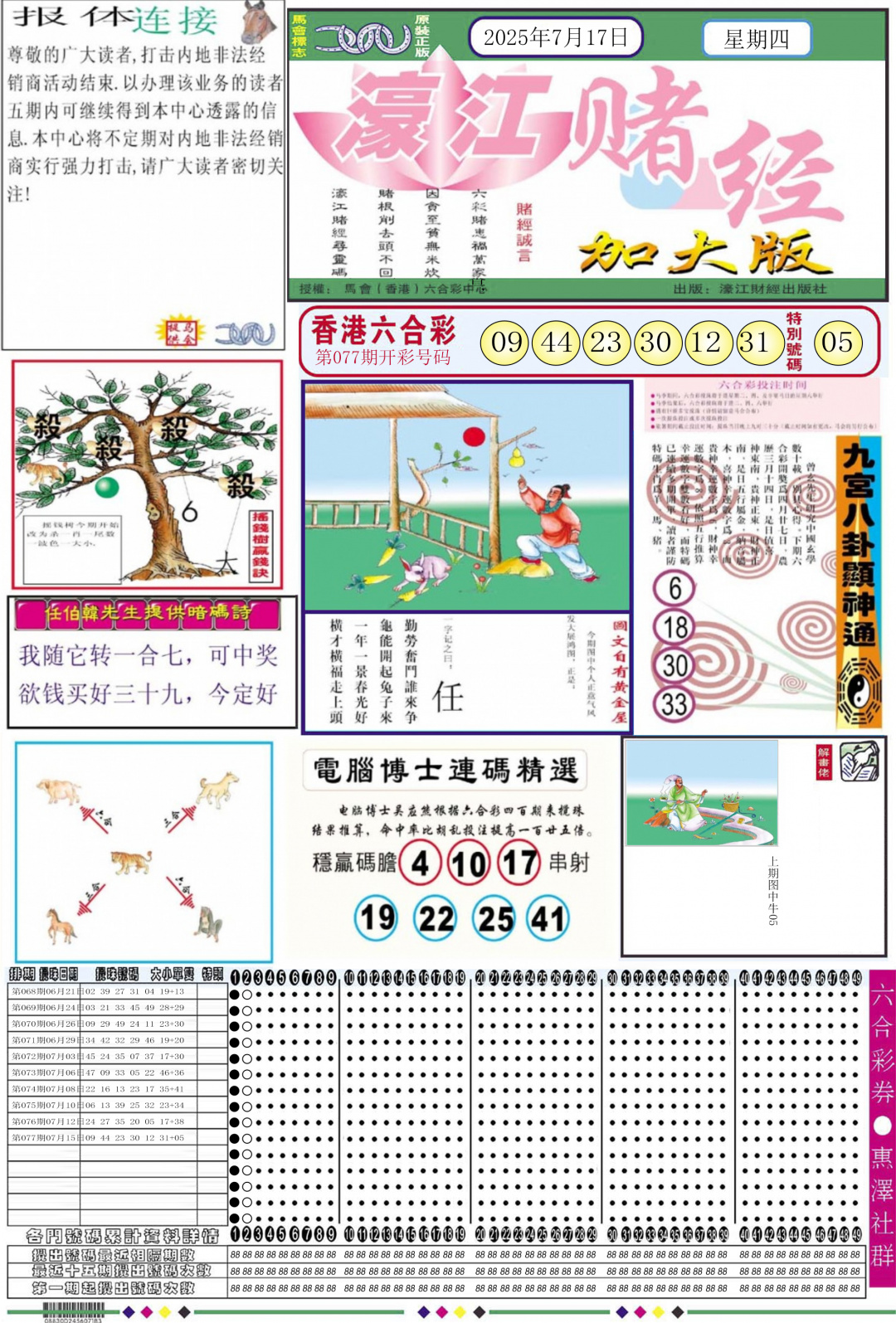 六合彩078期濠江赌经A加大版