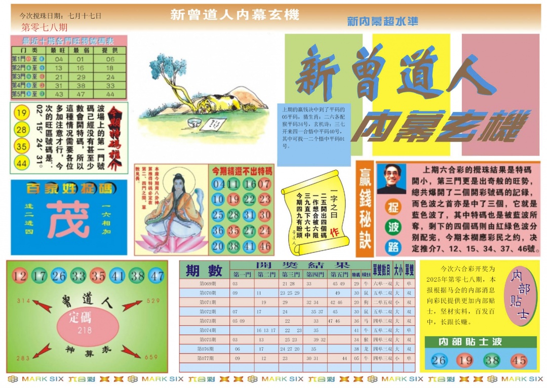 六合彩078期新曾道人内幕A