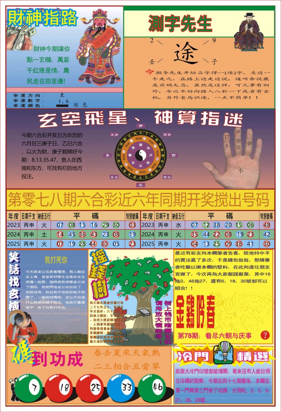 六合彩078期中四柱预测B
