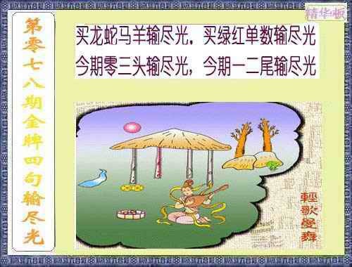 六合彩078期金牌四句输尽光