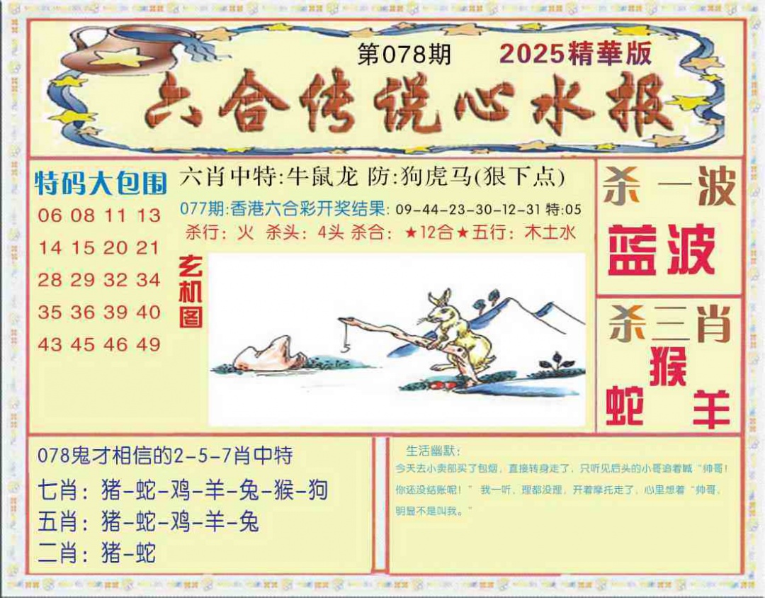 六合彩078期六合传说(心水版)