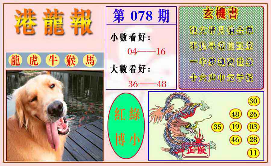 六合彩078期港龙报