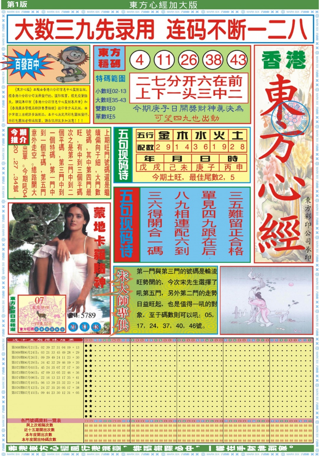 六合彩078期东方心经A加大版