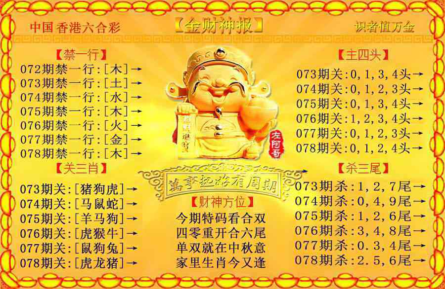 六合彩078期金财神