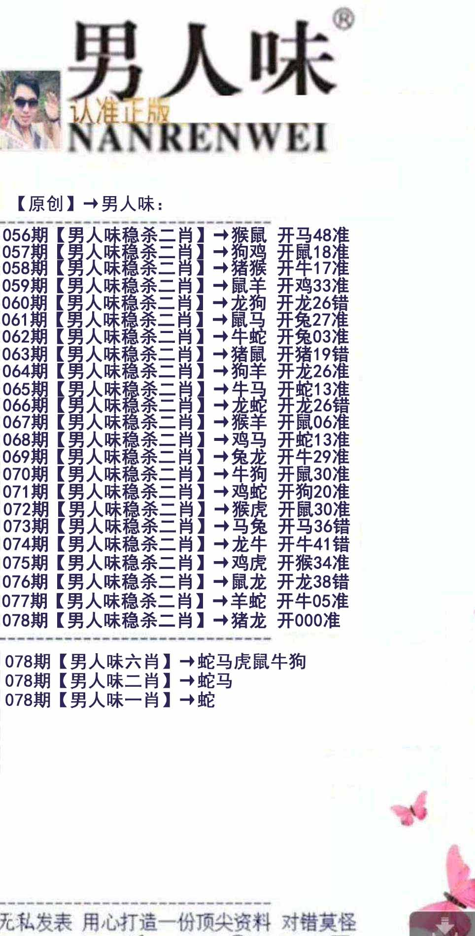 六合彩078期男人味