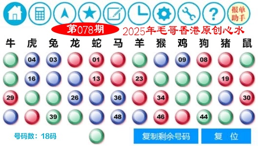 六合彩078期毛哥心水