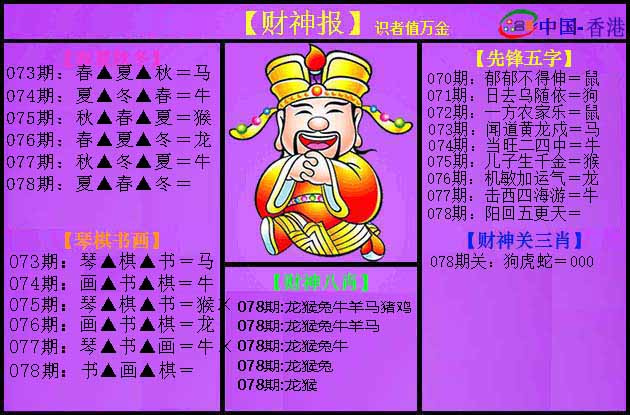 六合彩078期紫财神