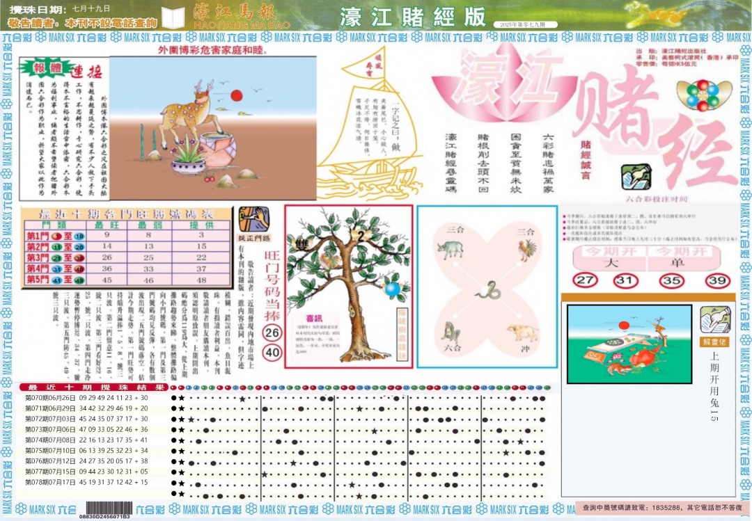 六合彩079期濠江赌经A