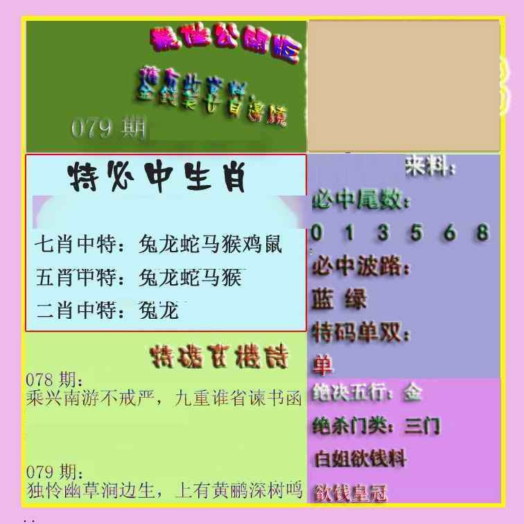 六合彩079期波肖门尾最佳公开版