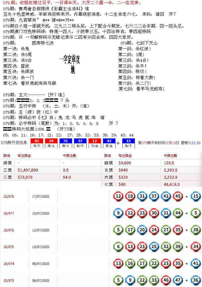 六合彩079期特新五鬼B