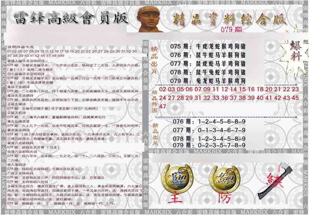 六合彩079期雷锋资料综合版