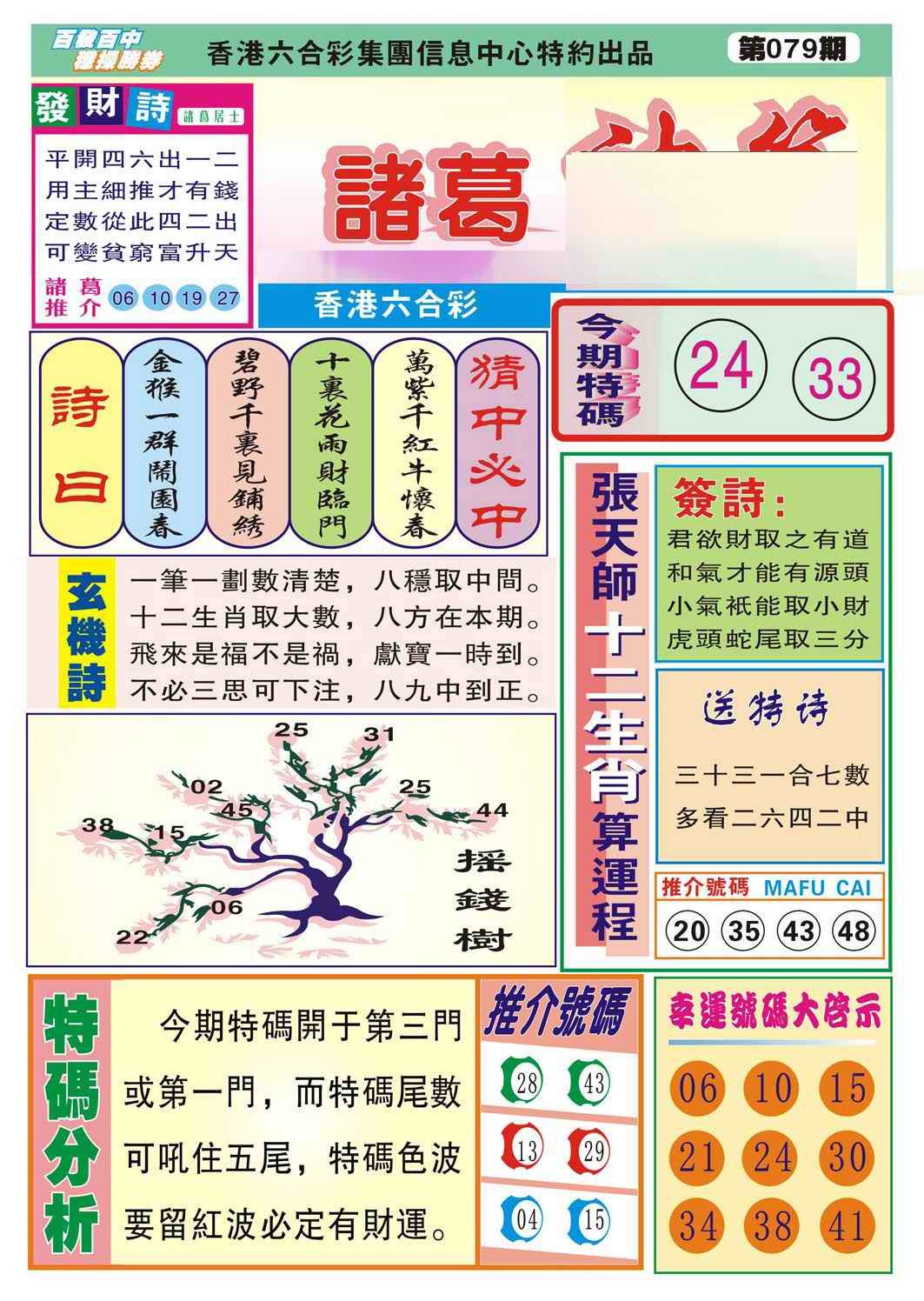 六合彩079期诸葛神算