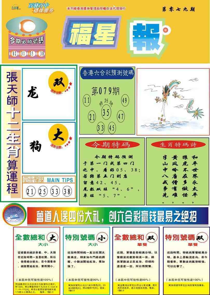 六合彩079期福星报