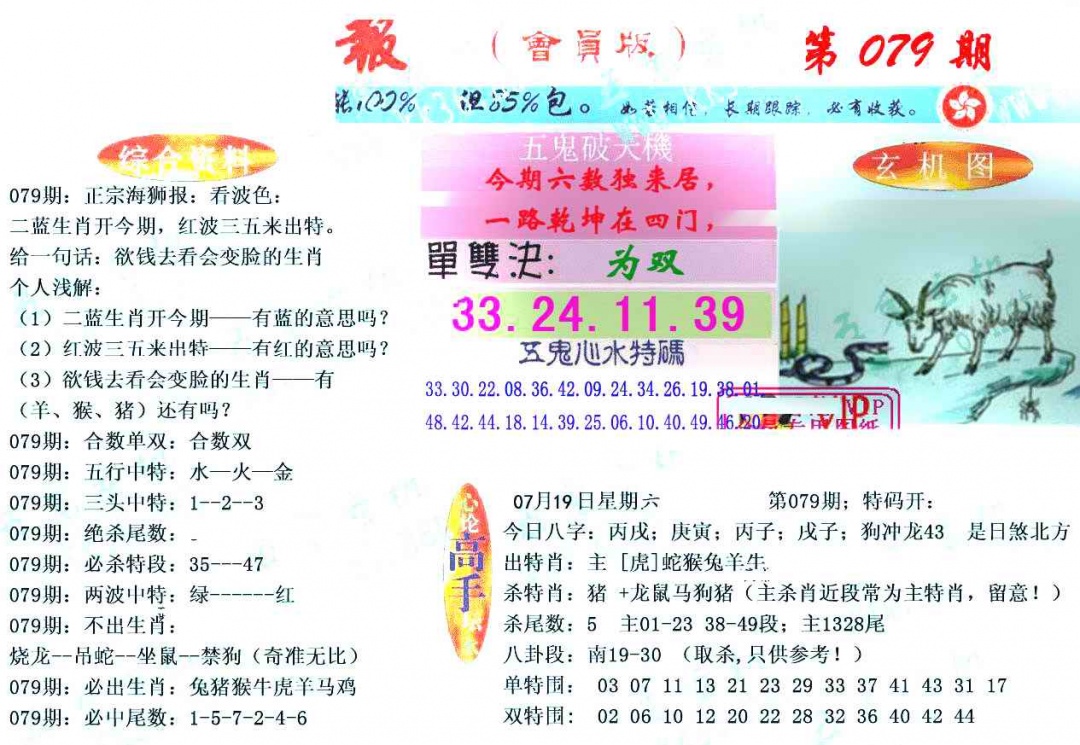六合彩079期新五鬼玄机
