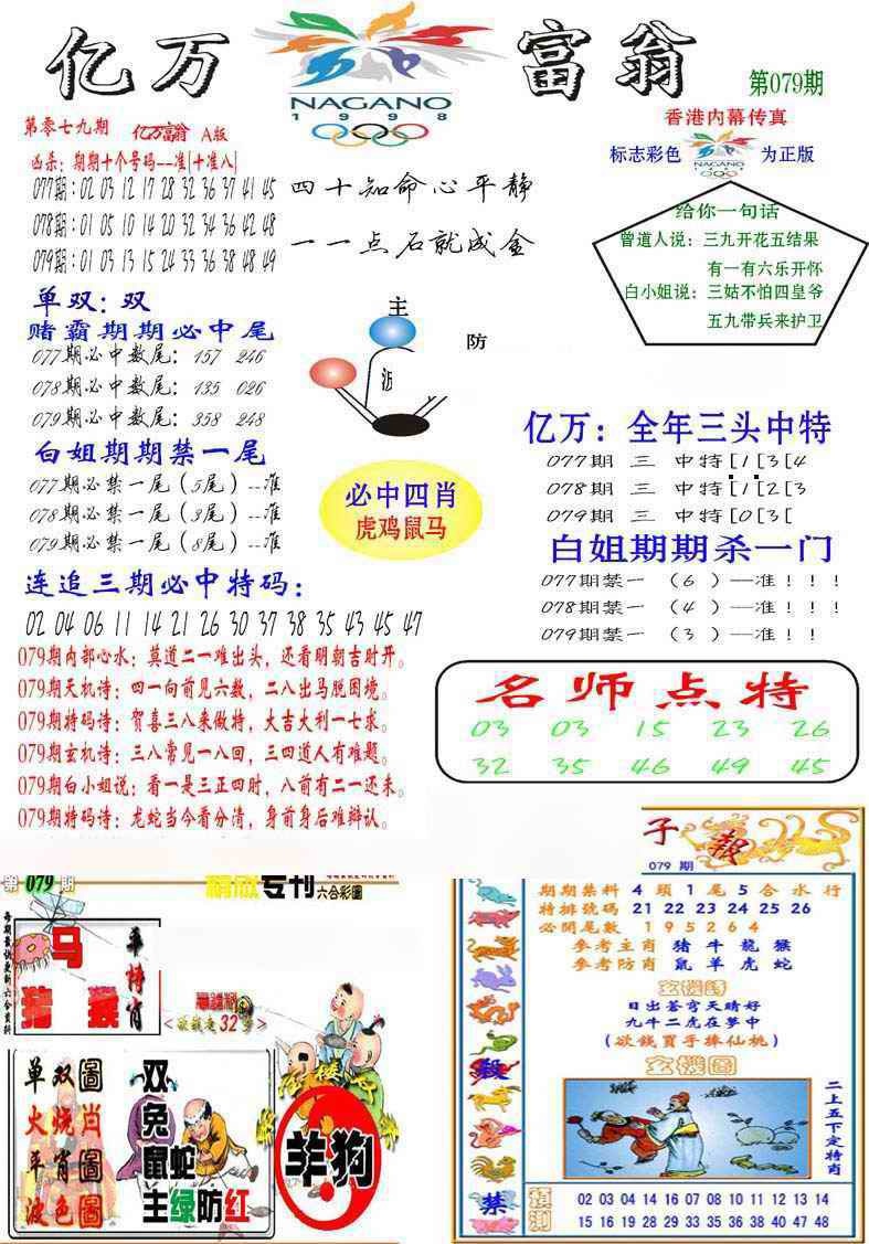 六合彩079期亿万富翁A
