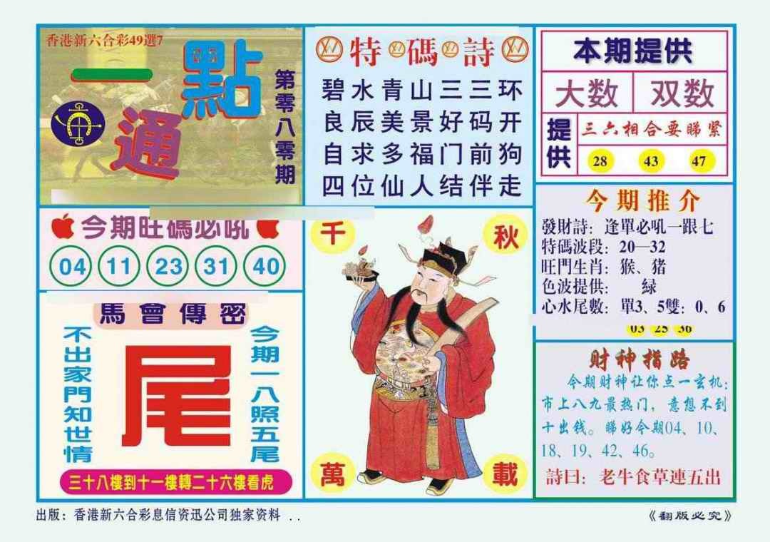 六合彩080期一点通（新图）