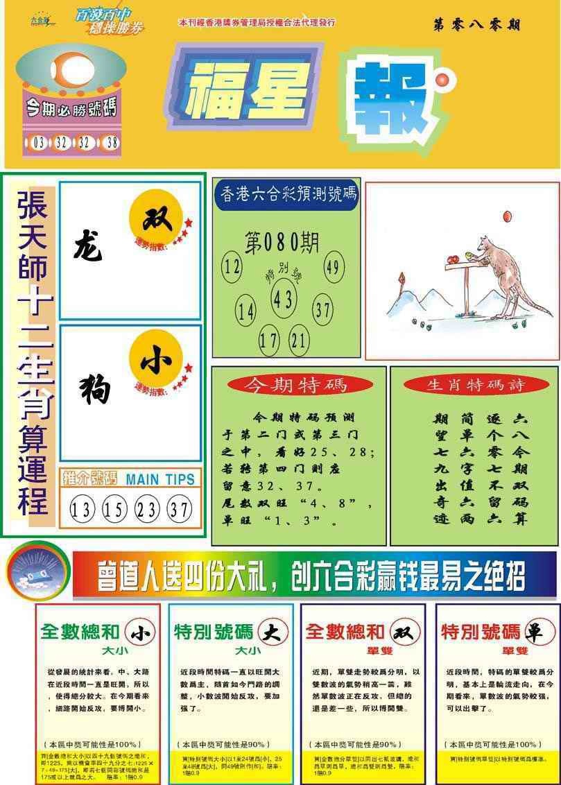 六合彩080期福星报