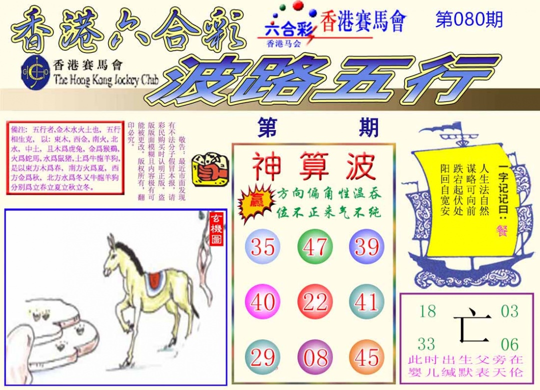 六合彩080期波路五行