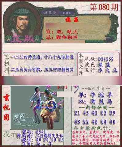 六合彩080期孔明报