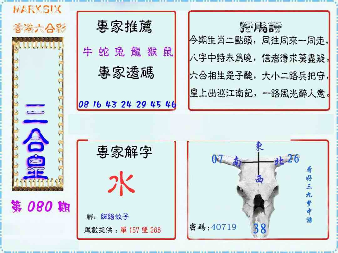 六合彩080期三合皇