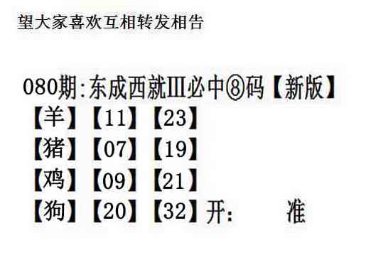六合彩080期东成西就