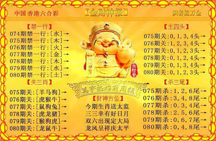 六合彩080期金财神
