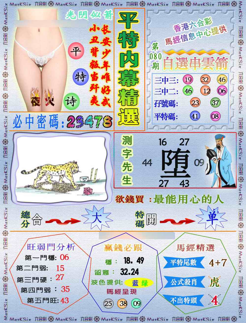 六合彩080期平特内幕精选（荐）