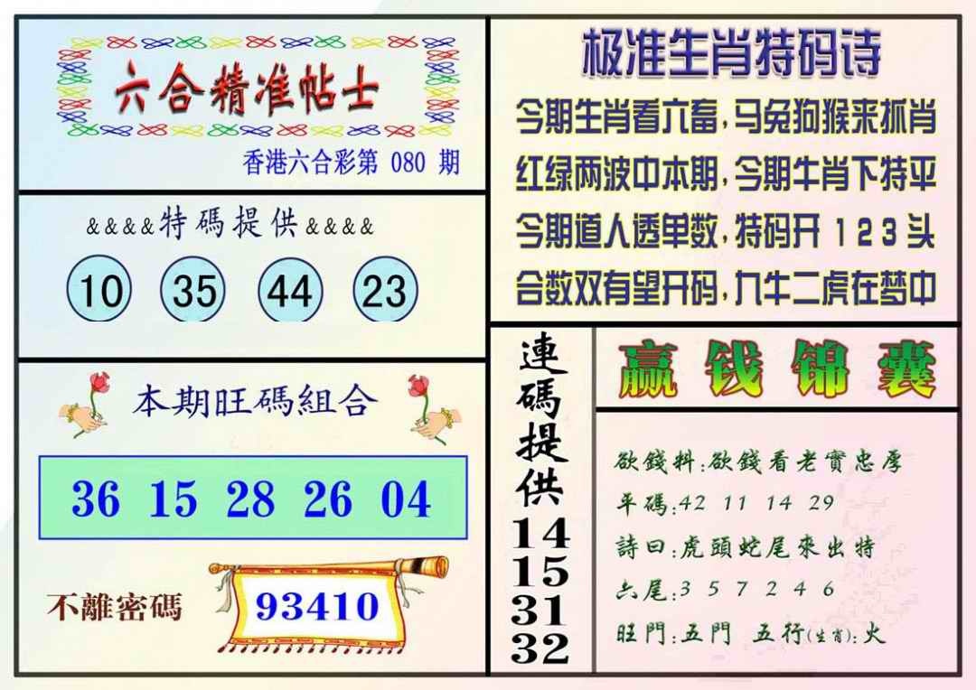 六合彩080期精准贴士