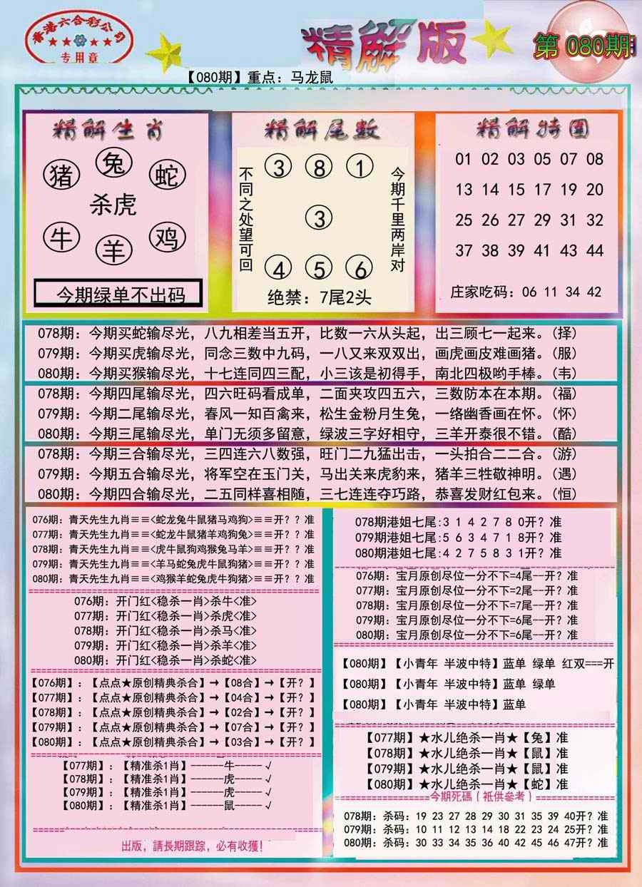 六合彩080期精解版-彩
