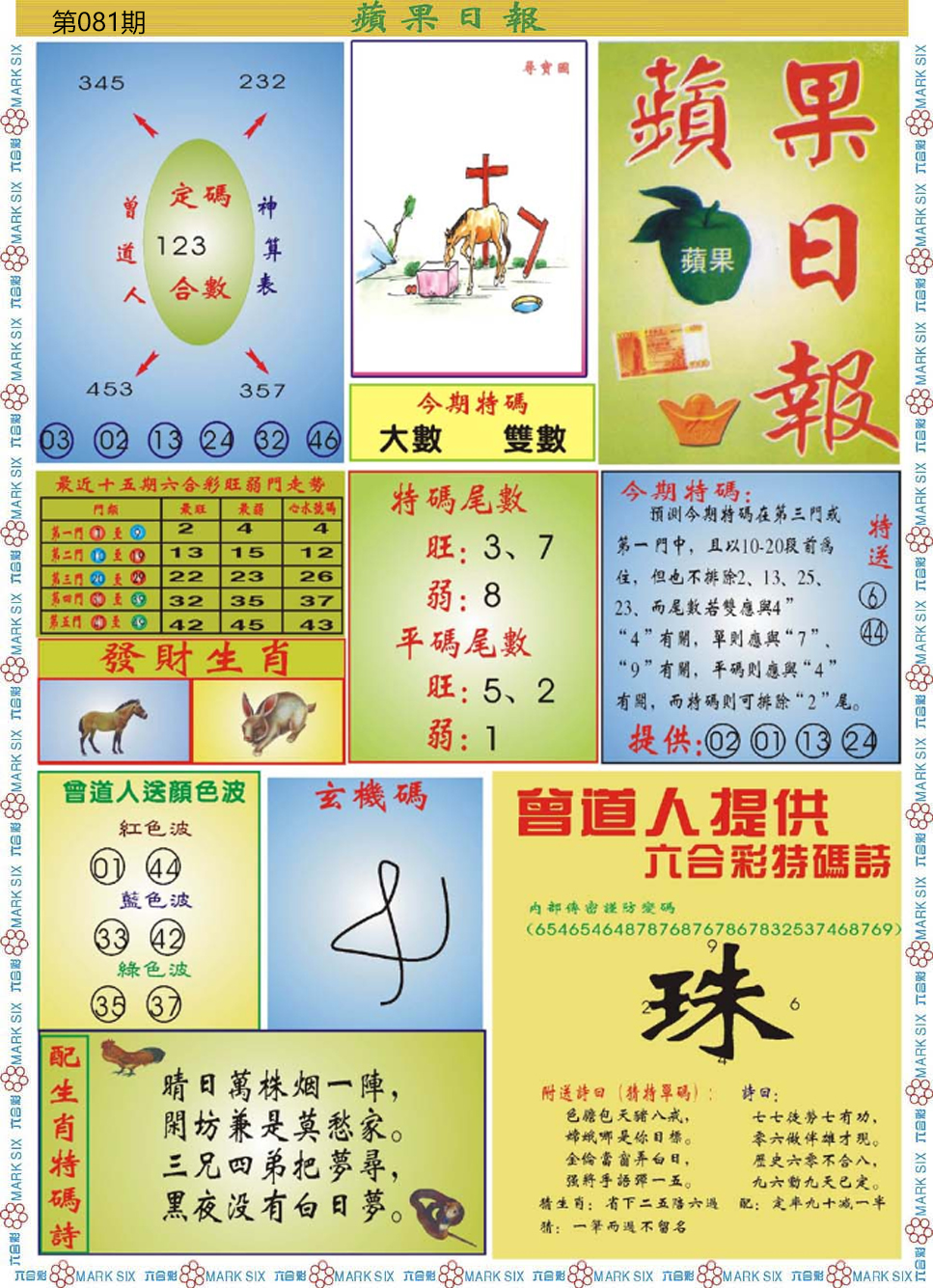 六合彩081期青苹果日报