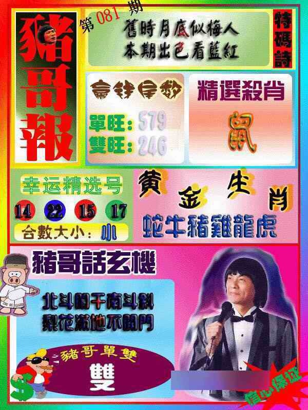 六合彩081期猪哥报