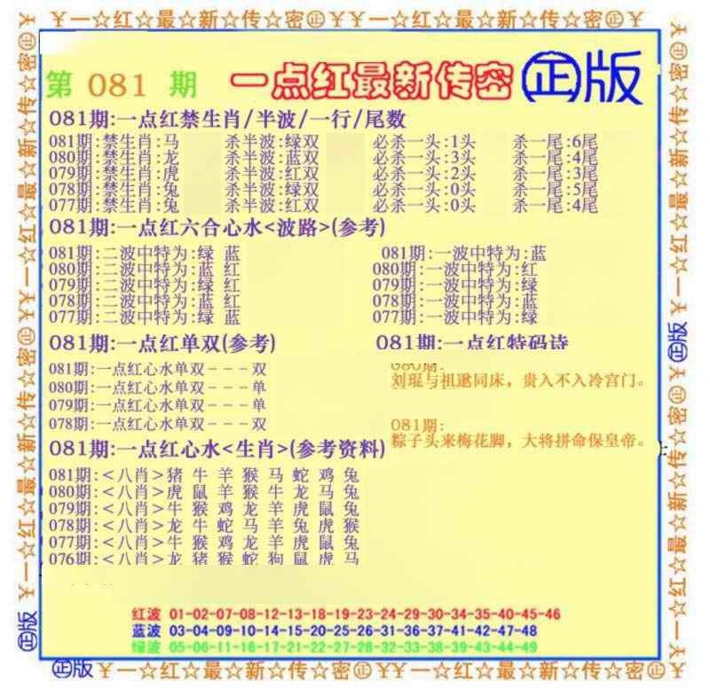 六合彩081期一点红最新传密(另)
