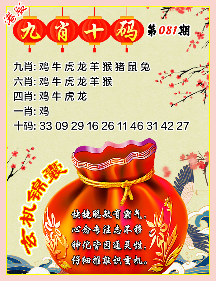 六合彩081期九肖十码