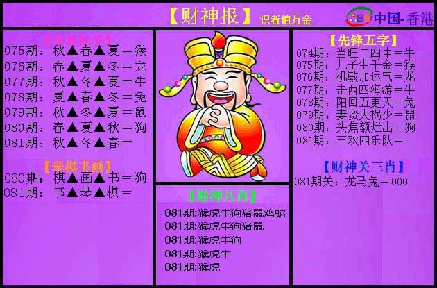 六合彩081期紫财神