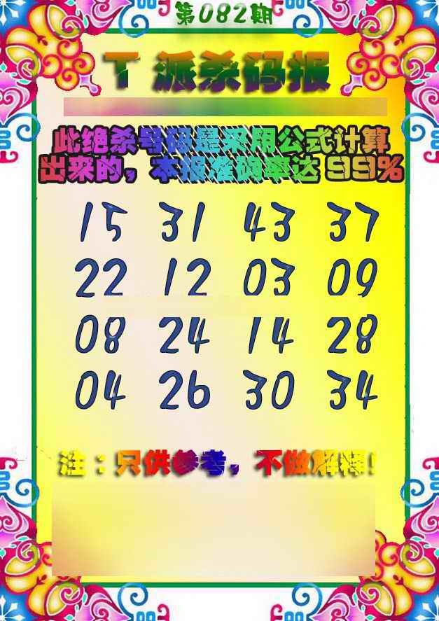 六合彩082期T派杀码报