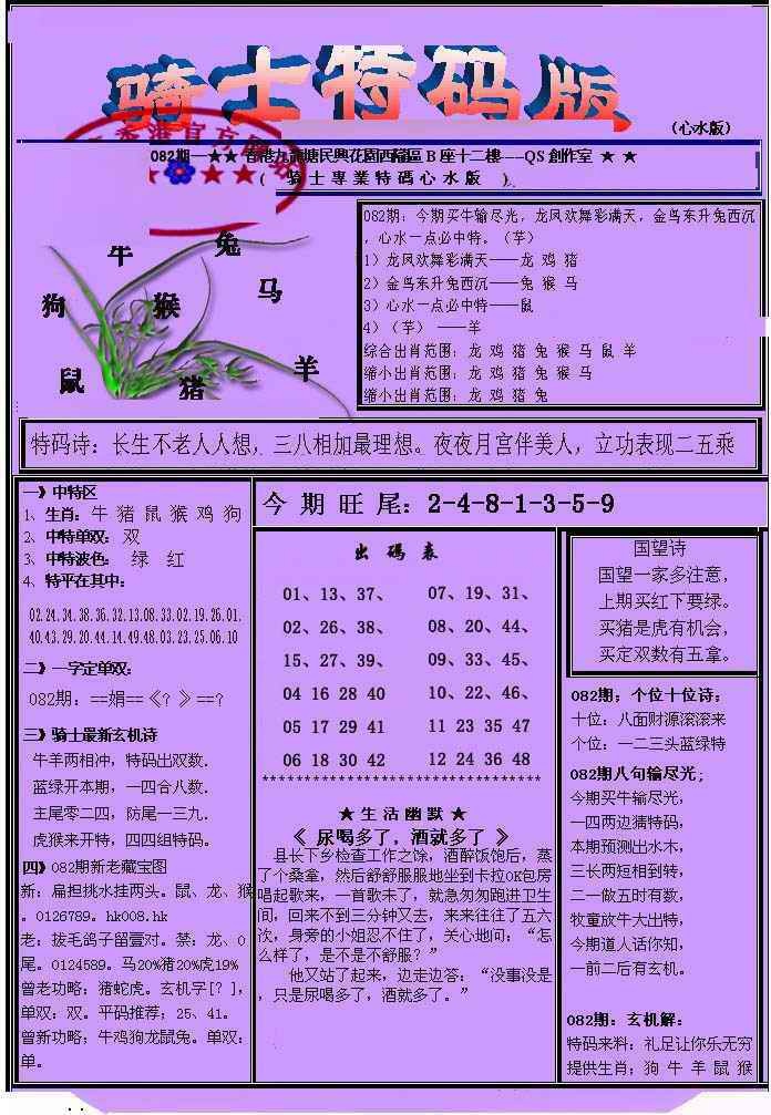 六合彩082期另骑士特码版