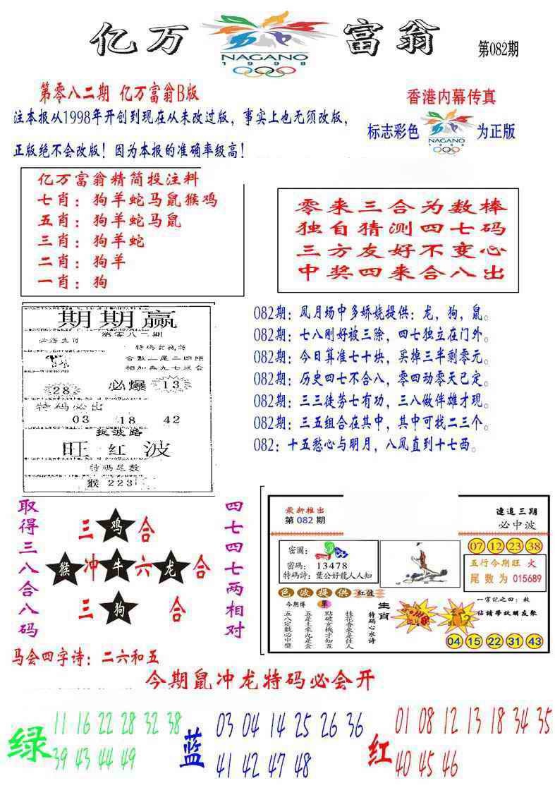 六合彩082期亿万富翁B