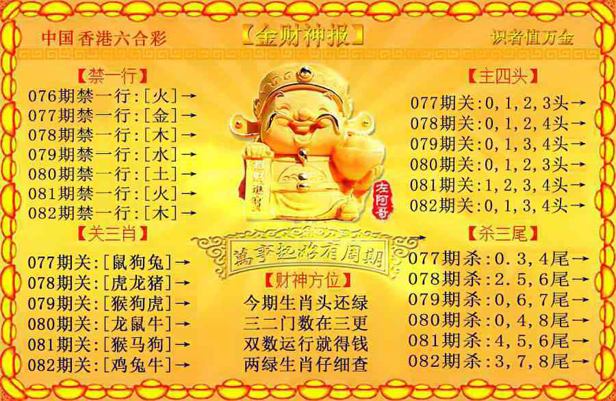 六合彩082期金财神