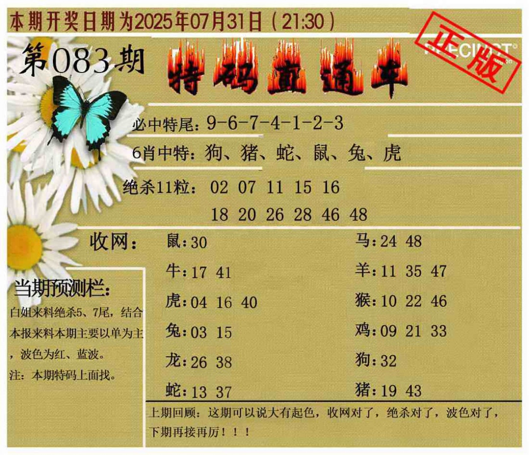六合彩083期特码直通车
