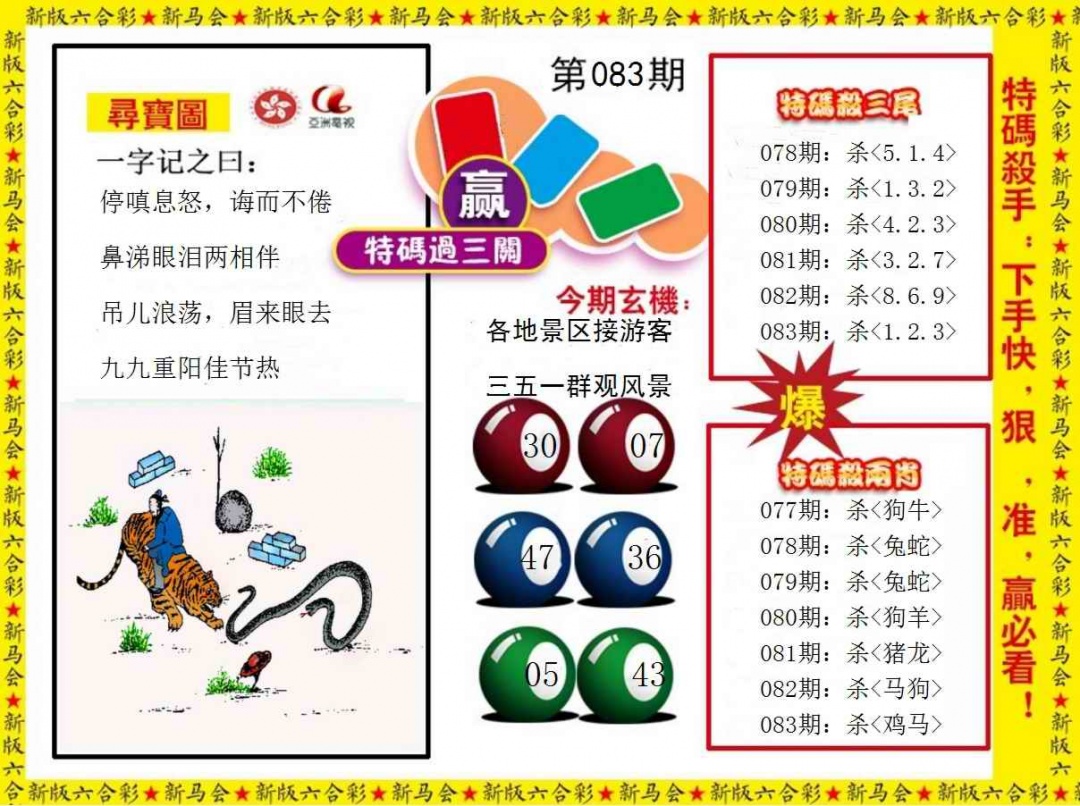 六合彩083期特码过三关
