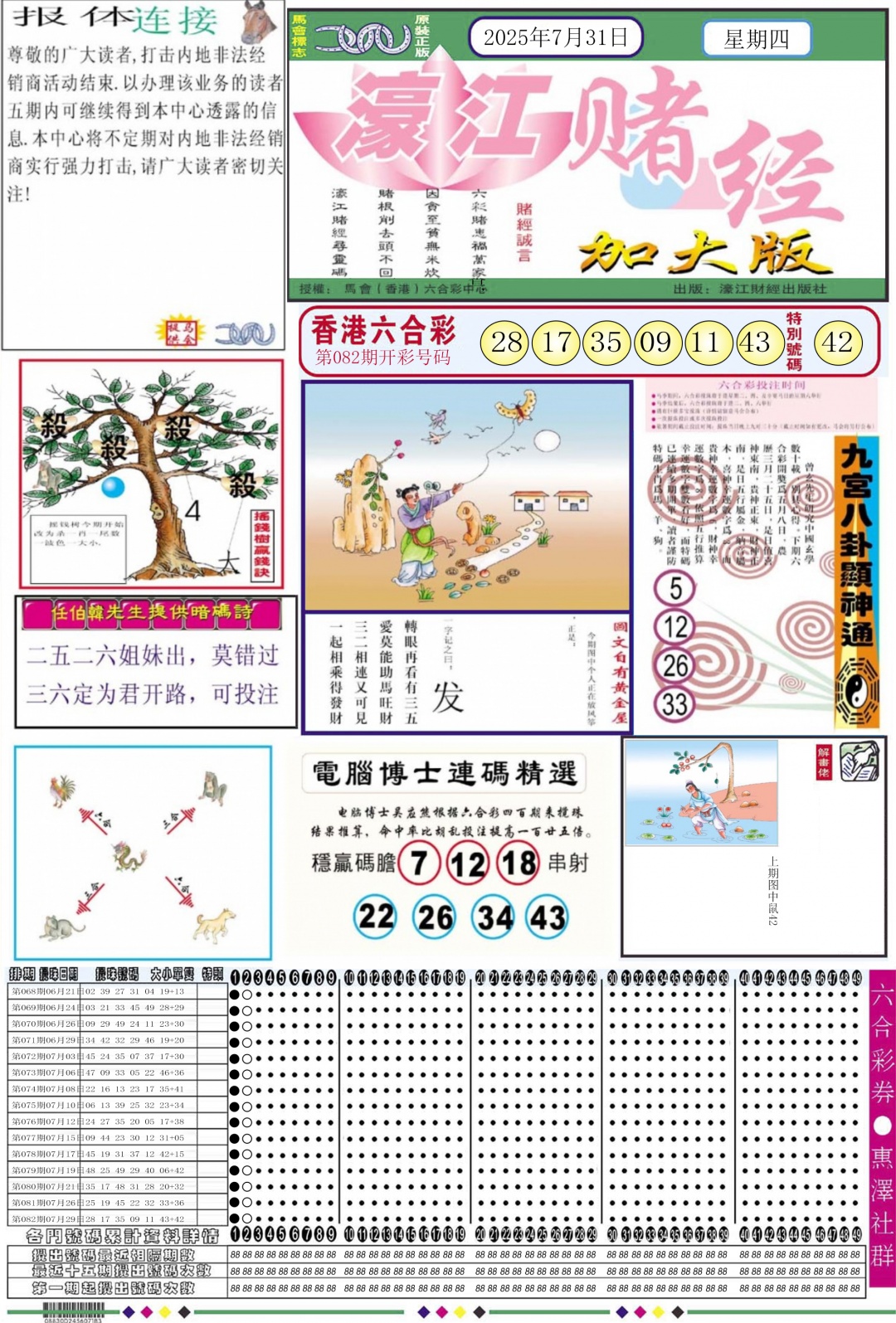 六合彩083期濠江赌经A加大版