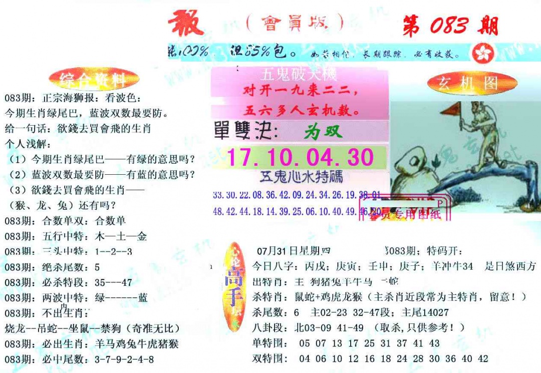 六合彩083期新五鬼玄机