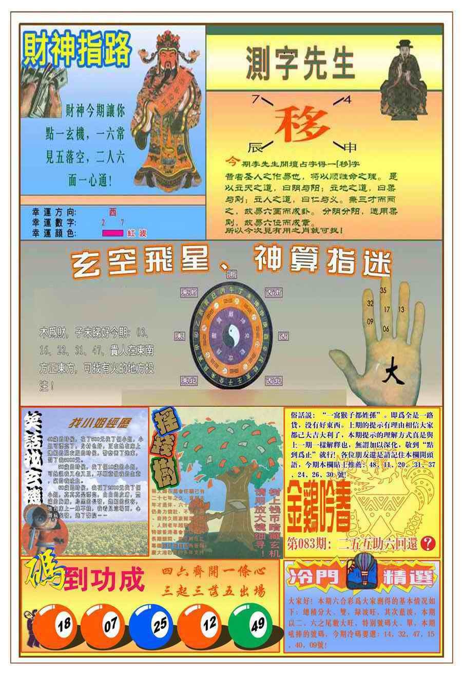 六合彩083期(新版)四柱预测B