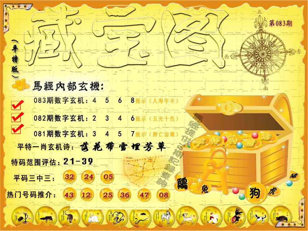 六合彩083期平特藏宝图（荐）