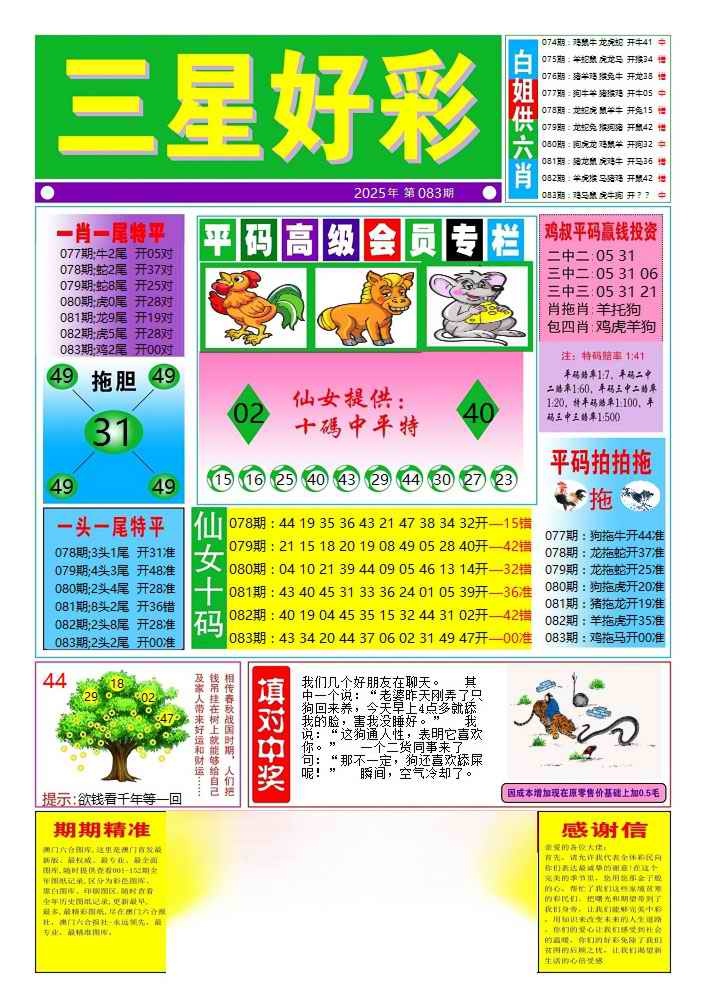 六合彩083期三星好彩4