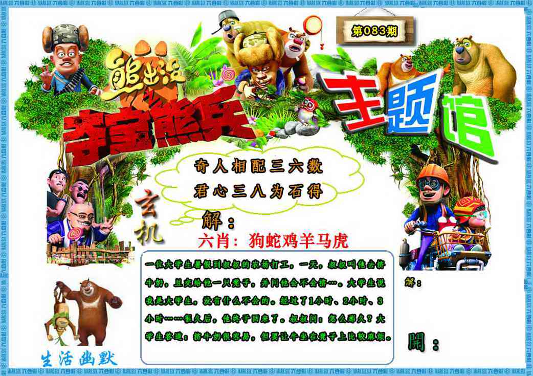 六合彩083期熊出没生活幽默2